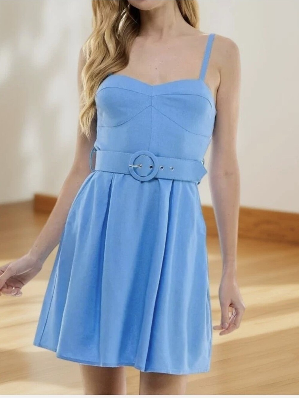 City Studio Blue Dress XL Belted Dress NWT